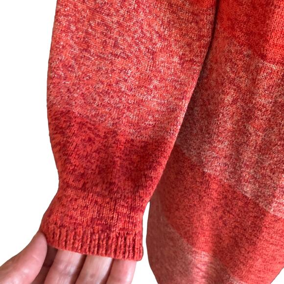 Coldwater Creek Colorblock Long Cardigan Sweater Orange Red Size Medium Fall - Picture 2 of 8
